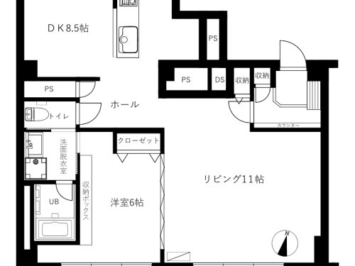 65.96㎡！3LDKを1LDKに改装(間取)