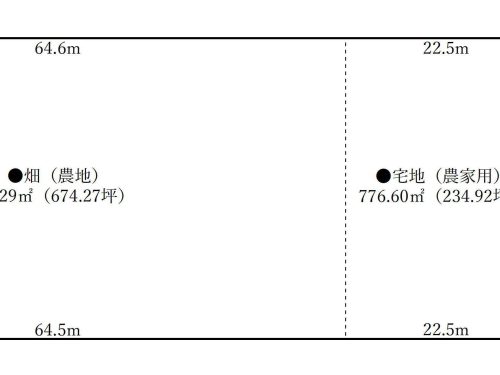 売農地 畑と宅地を併せた面積３反（909坪） 農地法の許可が必要です。